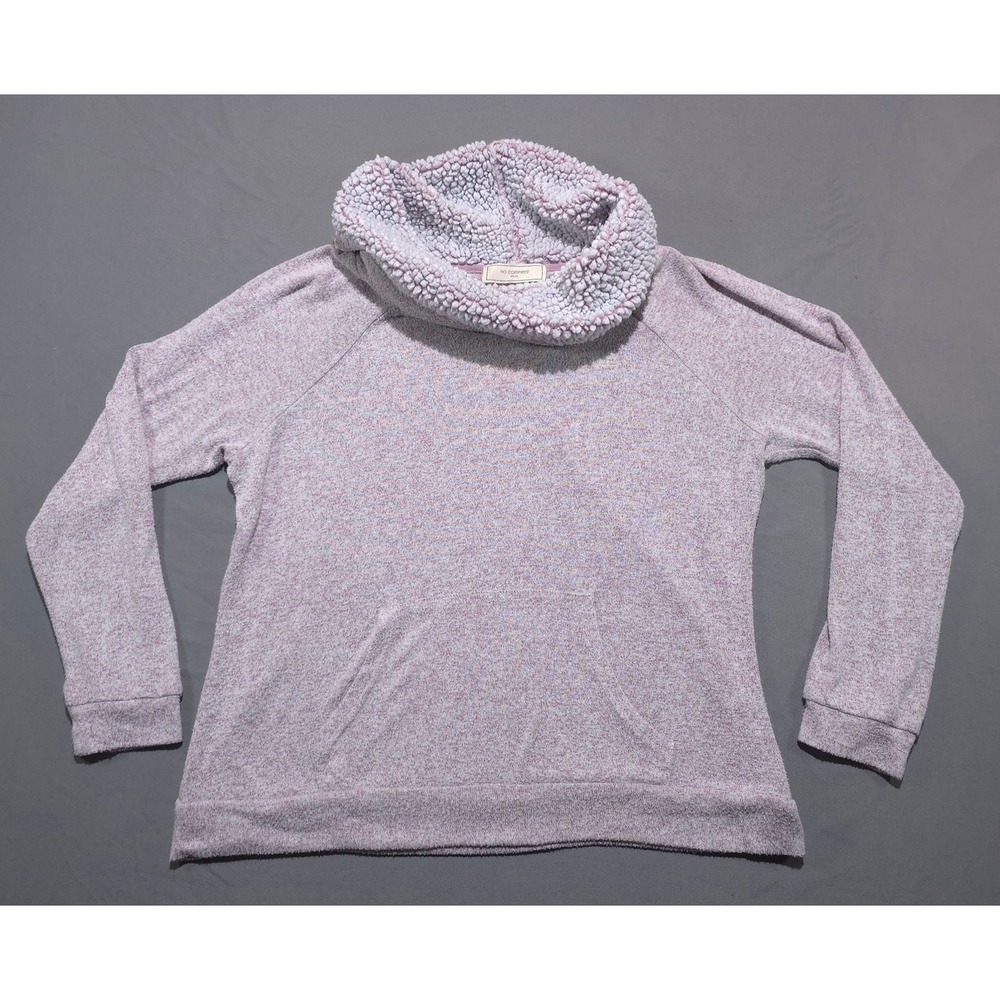 No Comment Womens Sherpa Cowl Neck Sweater Mauve Pink Large